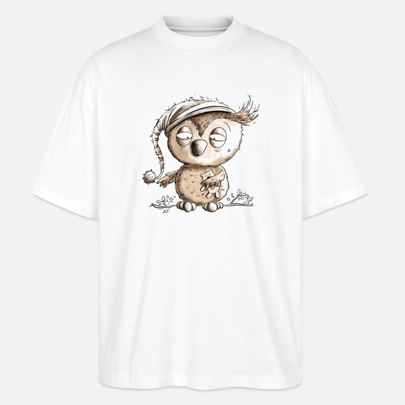 Kleine Nachteule Eule - Stanley/Stella Oversized Unisex Bio T-Shirt Blaster 2.0 - Weiß