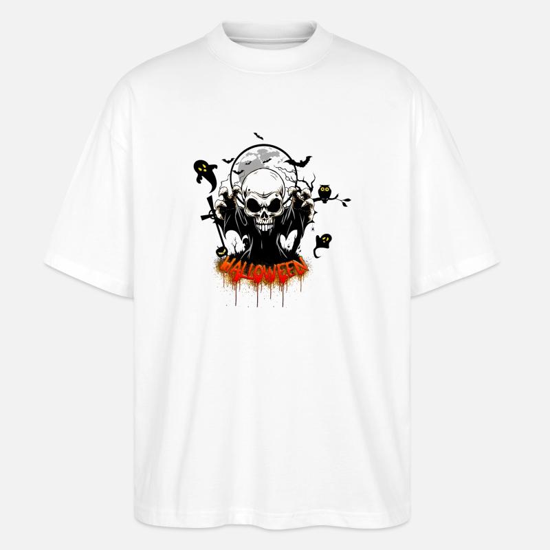 Skull with sharp teeth - Stanley/Stella Oversized Unisex Organic T-shirt Blaster 2.0 - white