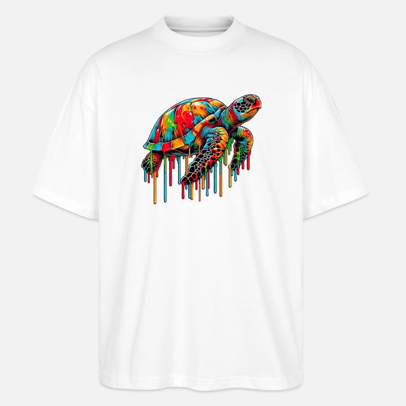 Schildkröte - Stanley/Stella Oversized Unisex Bio T-Shirt Blaster 2.0 - Weiß