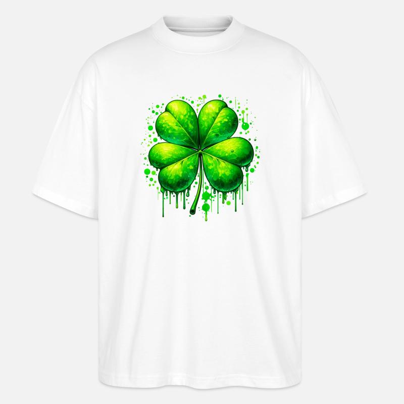 Vierblättriges Kleeblatt - Stanley/Stella Oversized Unisex Bio T-Shirt Blaster 2.0 - Weiß