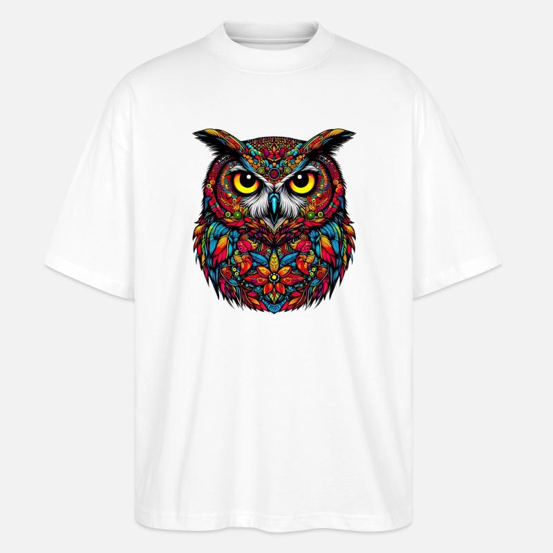 Eule - Stanley/Stella Oversized Unisex Bio T-Shirt Blaster 2.0 - Weiß