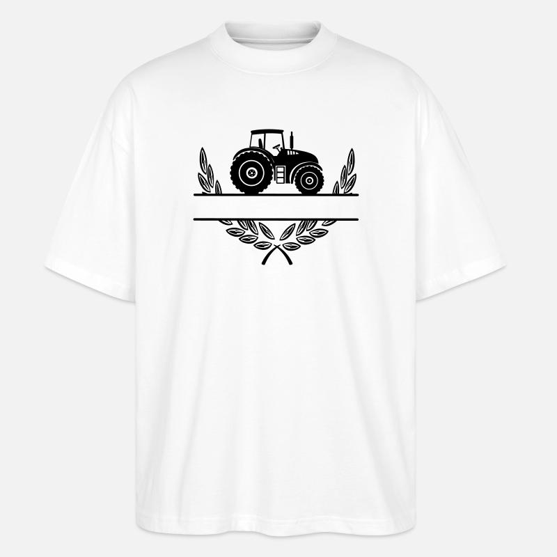 Stolz auf den Landwirt-Traktor - Stanley/Stella Oversized Unisex Bio T-Shirt Blaster 2.0 - Weiß