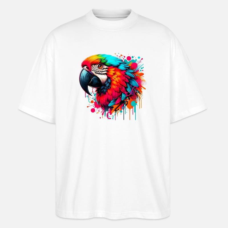 Papagei - Stanley/Stella Oversized Unisex Bio T-Shirt Blaster 2.0 - Weiß