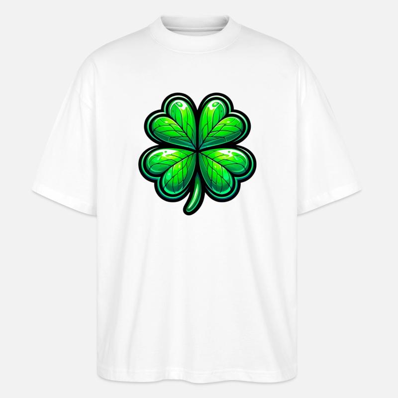 Vierblättriges Kleeblatt - Stanley/Stella Oversized Unisex Bio T-Shirt Blaster 2.0 - Weiß
