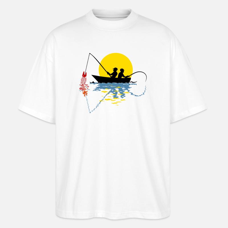 Angler in einem Boot - Stanley/Stella Oversized Unisex Bio T-Shirt Blaster 2.0 - Weiß