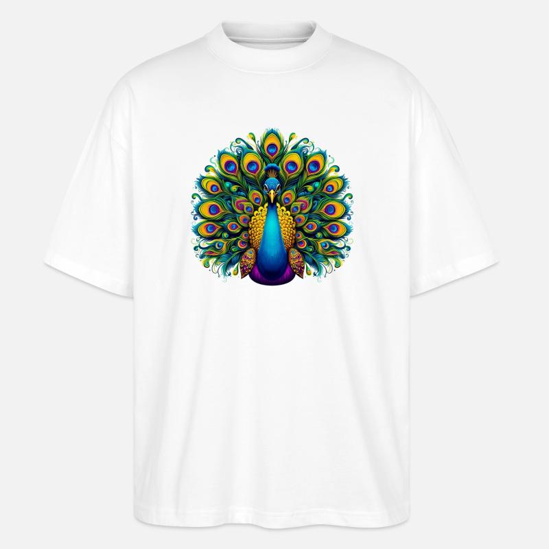 Pfau - Stanley/Stella Oversized Unisex Bio T-Shirt Blaster 2.0 - Weiß