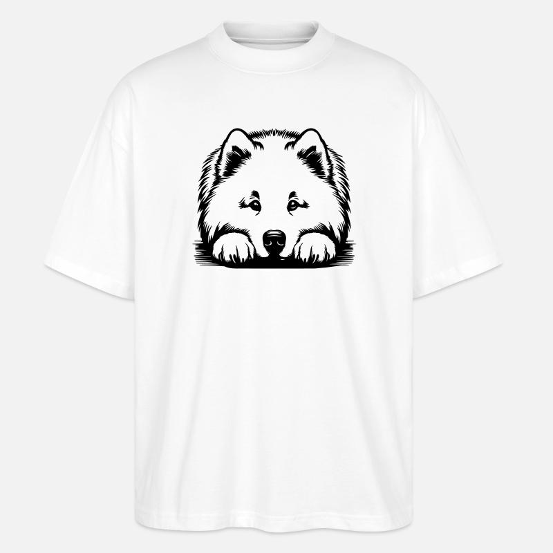 Samojede Kopf mit Pfoten - Stanley/Stella Oversized Unisex Bio T-Shirt Blaster 2.0 - Weiß