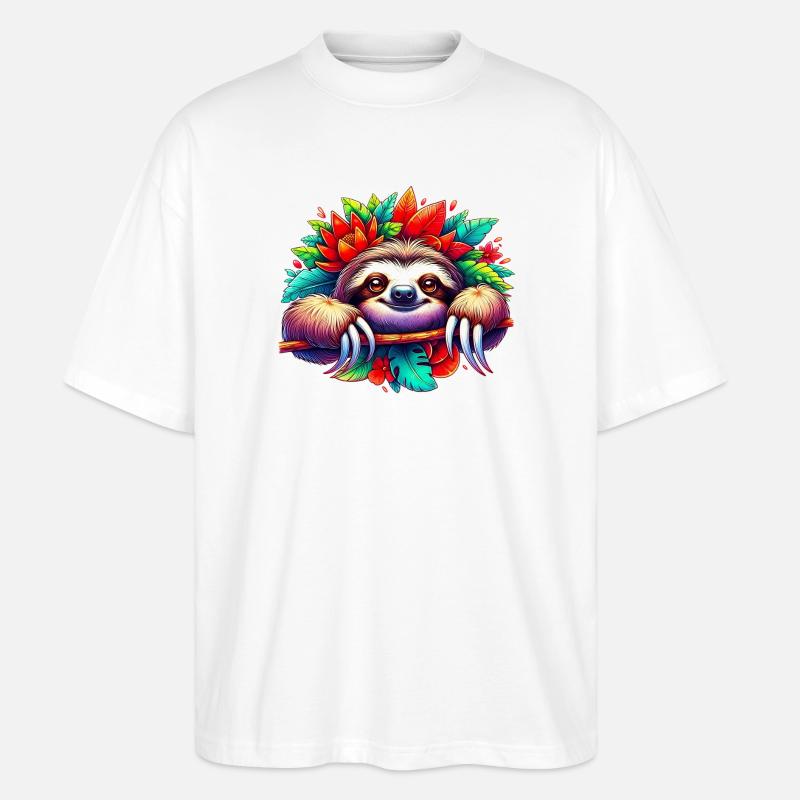 Faultier - Stanley/Stella Oversized Unisex Bio T-Shirt Blaster 2.0 - Weiß