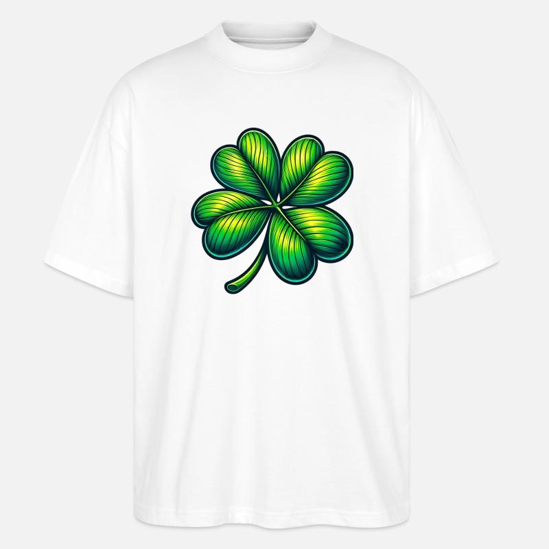 Vierblättriges Kleeblatt - Stanley/Stella Oversized Unisex Bio T-Shirt Blaster 2.0 - Weiß
