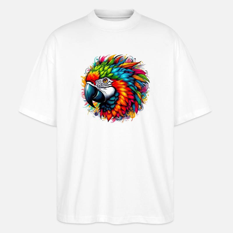 Papagei - Stanley/Stella Oversized Unisex Bio T-Shirt Blaster 2.0 - Weiß