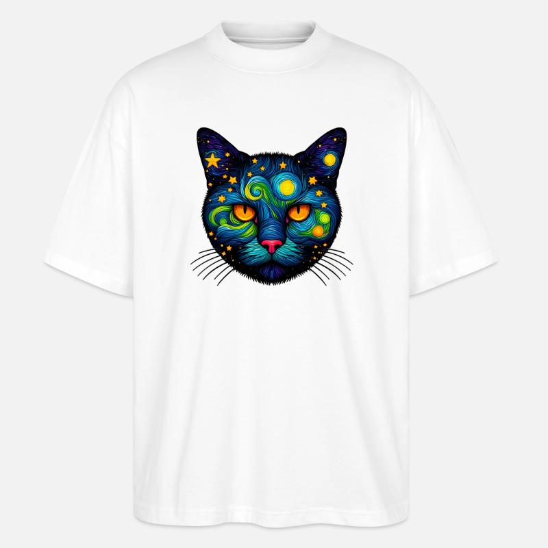 Katze - Stanley/Stella Oversized Unisex Bio T-Shirt Blaster 2.0 - Weiß