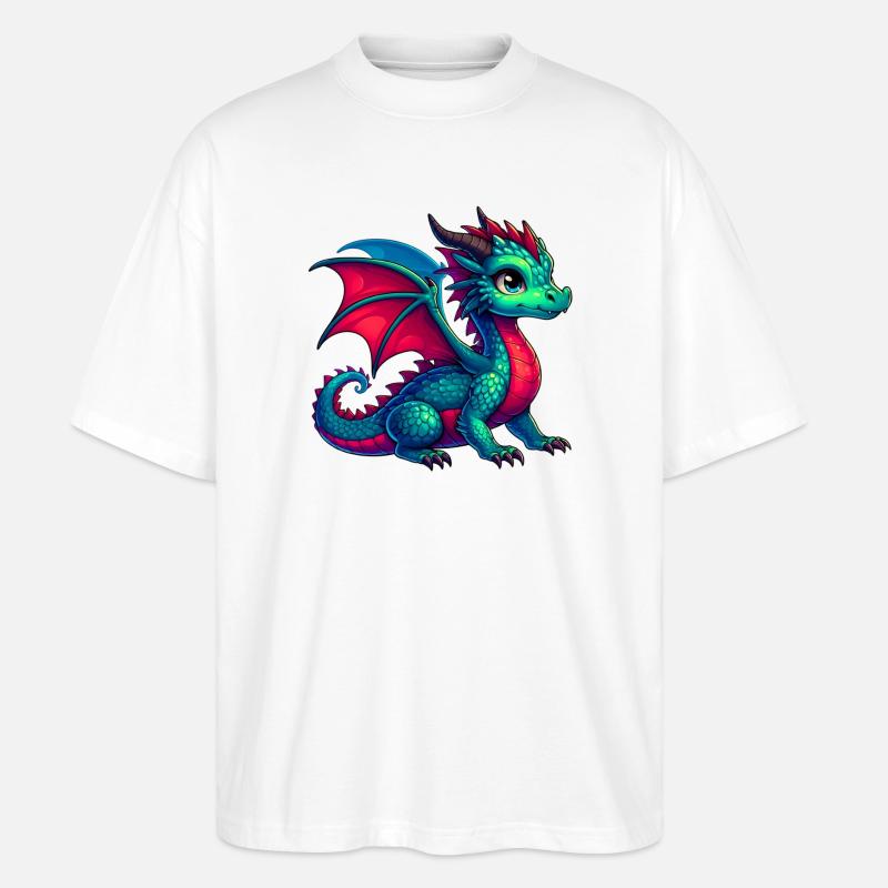 Drache - Stanley/Stella Oversized Unisex Bio T-Shirt Blaster 2.0 - Weiß