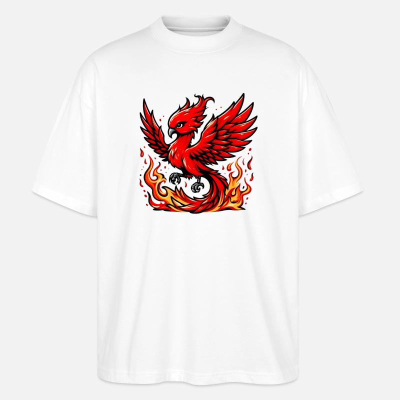 Roter Phönix - Stanley/Stella Oversized Unisex Bio T-Shirt Blaster 2.0 - Weiß