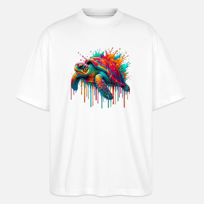 Schildkröte - Stanley/Stella Oversized Unisex Bio T-Shirt Blaster 2.0 - Weiß