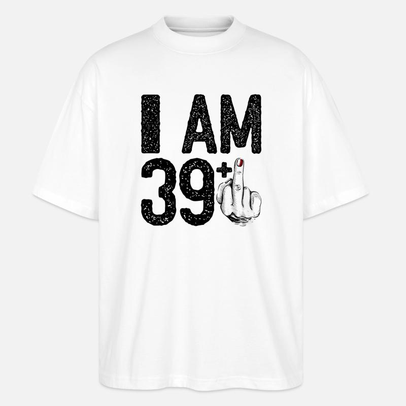 Noir Mittelfinger: Rote Fingerspitze - Stanley/Stella Oversized Unisex Bio T-Shirt Blaster 2.0 - Weiß