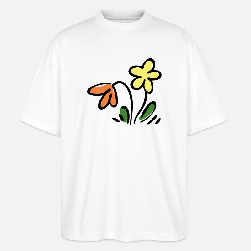 Blumen - Stanley/Stella Oversized Unisex Bio T-Shirt Blaster 2.0 - Weiß