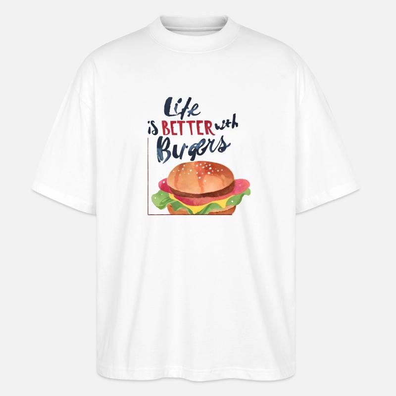 life is better with burgers cool - Stanley/Stella Oversized Unisex Bio T-Shirt Blaster 2.0 - Weiß