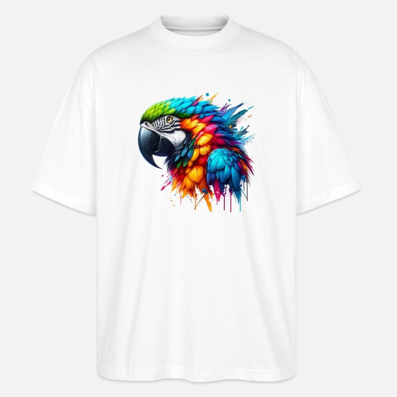 Papagei - Stanley/Stella Oversized Unisex Bio T-Shirt Blaster 2.0 - Weiß