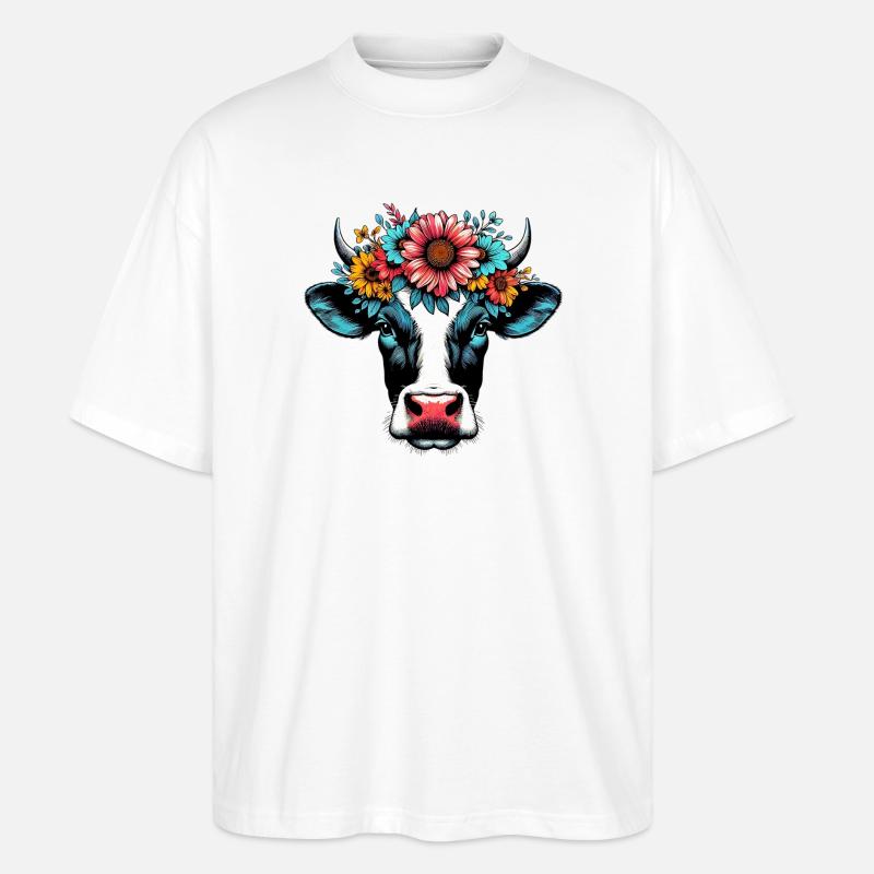 Kuh - Stanley/Stella Oversized Unisex Bio T-Shirt Blaster 2.0 - Weiß