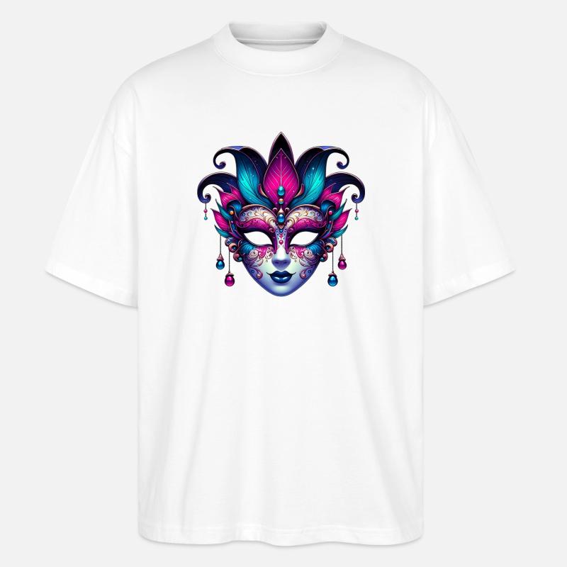 Masque du Carnaval de Venise - T-shirt bio Blaster 2.0 coupe oversize Stanley/Stella Unisexe - blanc