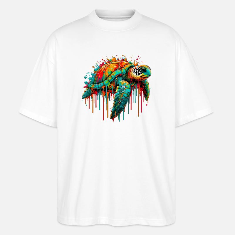 Schildkröte - Stanley/Stella Oversized Unisex Bio T-Shirt Blaster 2.0 - Weiß
