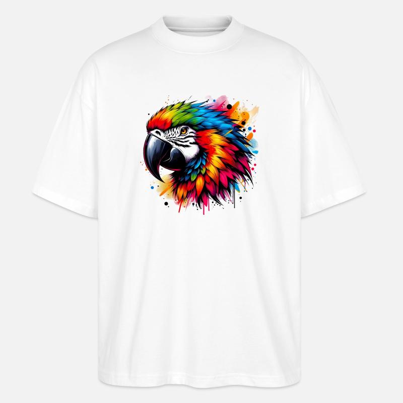 Papagei - Stanley/Stella Oversized Unisex Bio T-Shirt Blaster 2.0 - Weiß