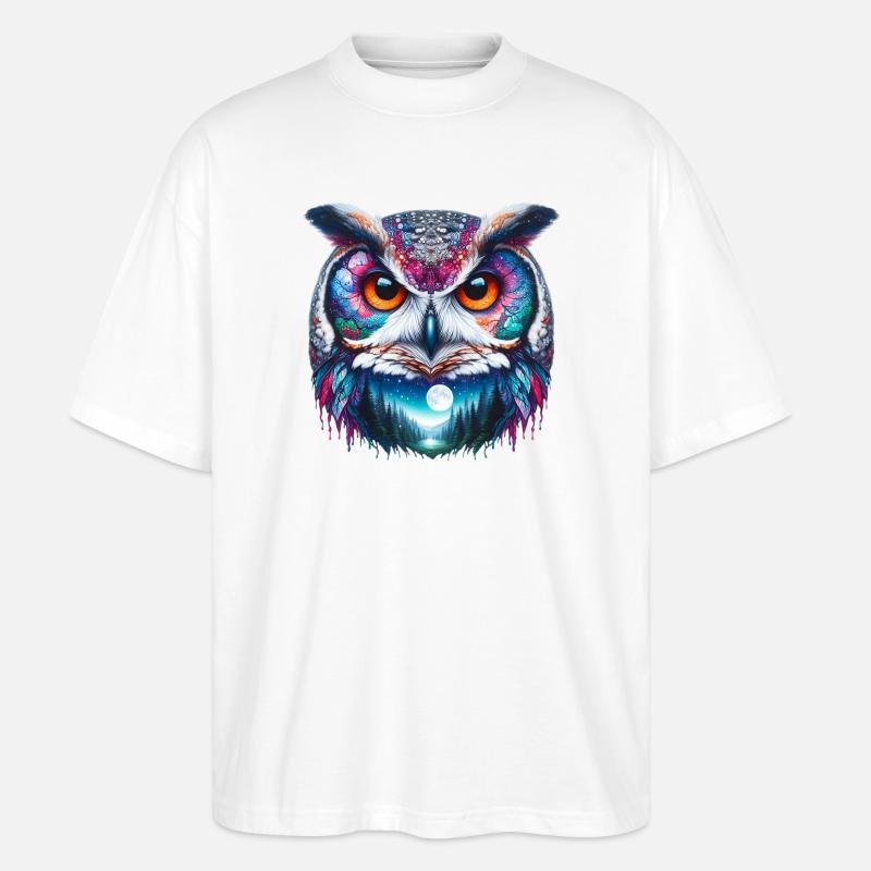 Owl - Stanley/Stella Oversized Unisex Organic T-shirt Blaster 2.0 - white