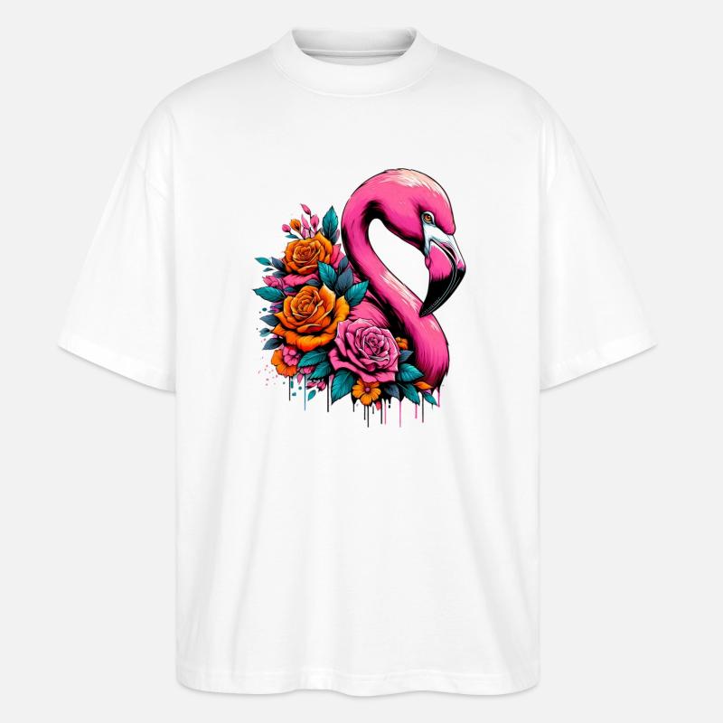 Flamingo - Stanley/Stella Oversized Unisex Bio T-Shirt Blaster 2.0 - Weiß