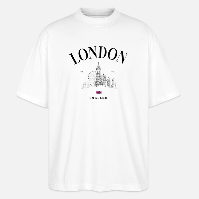 Union Jack Minimal-Emblem - Stanley/Stella Oversized Unisex Bio T-Shirt Blaster 2.0 - Weiß