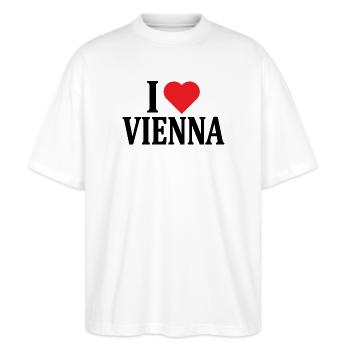 I love Vienna t-shirt t-shirt gift idea - Stanley/Stella Oversized Unisex Organic T-shirt Blaster 2.0 - white - Front - Alina (178cm) & Michal (187cm)