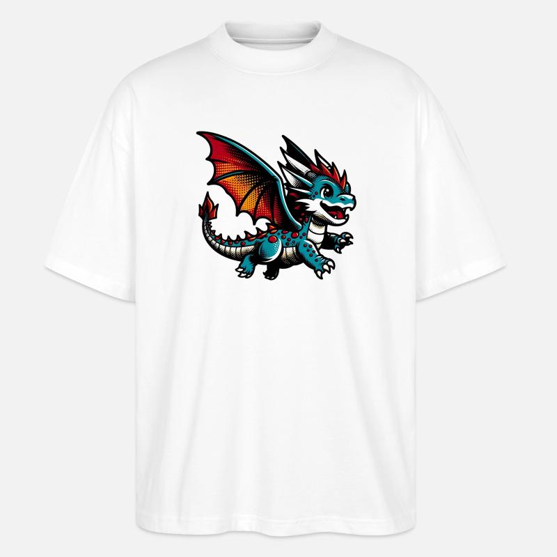 Drache - Stanley/Stella Oversized Unisex Bio T-Shirt Blaster 2.0 - Weiß