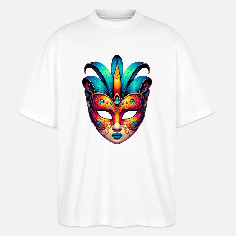 Masque du Carnaval de Venise - T-shirt bio Blaster 2.0 coupe oversize Stanley/Stella Unisexe - blanc
