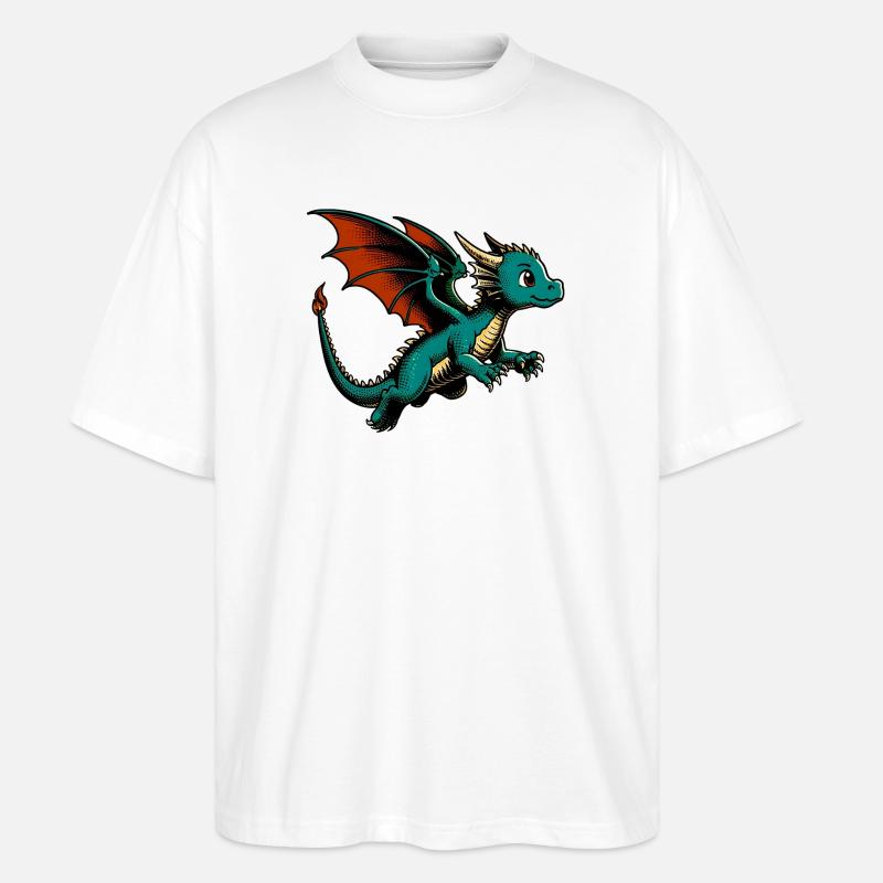 Drache - Stanley/Stella Oversized Unisex Bio T-Shirt Blaster 2.0 - Weiß