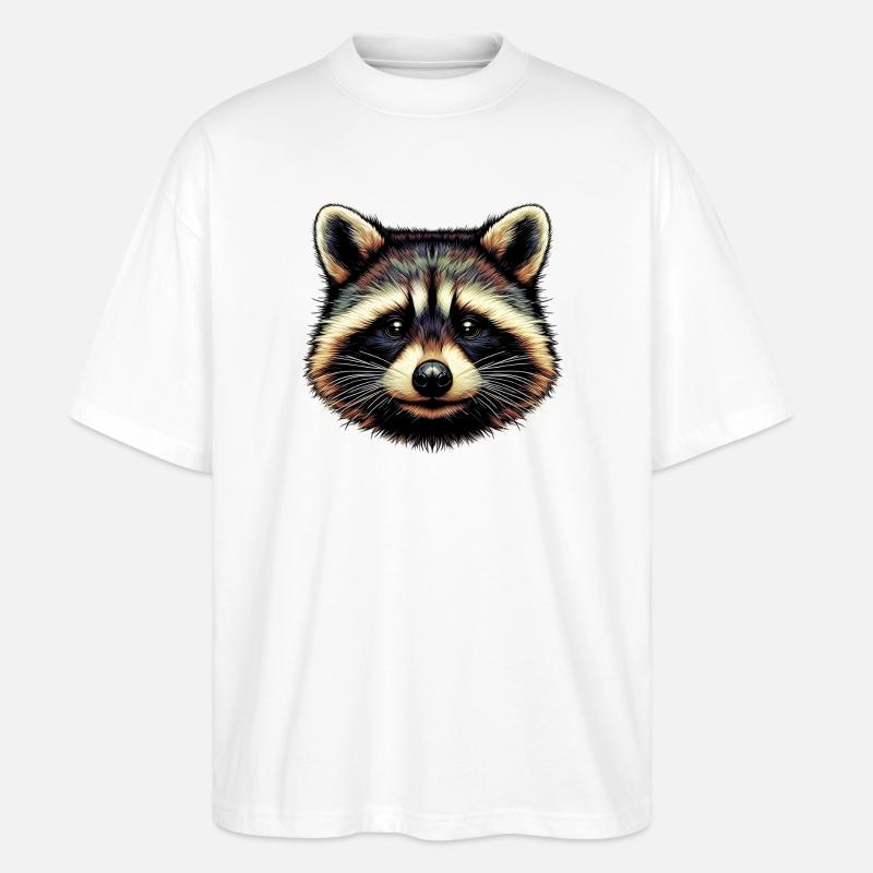 Waschbär - Stanley/Stella Oversized Unisex Bio T-Shirt Blaster 2.0 - Weiß