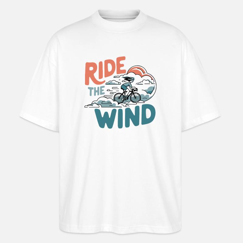 Fahren Sie mit dem Wind-Radfahrer - Stanley/Stella Oversized Unisex Bio T-Shirt Blaster 2.0 - Weiß