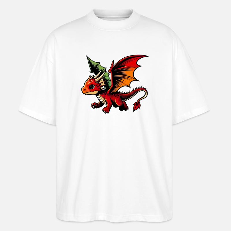Drache - Stanley/Stella Oversized Unisex Bio T-Shirt Blaster 2.0 - Weiß