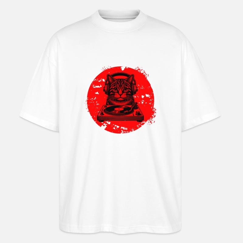 DJ Katze - Stanley/Stella Oversized Unisex Bio T-Shirt Blaster 2.0 - Weiß