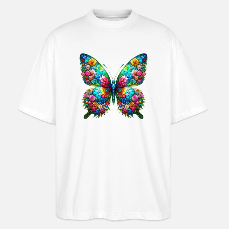Schmetterling - Stanley/Stella Oversized Unisex Bio T-Shirt Blaster 2.0 - Weiß