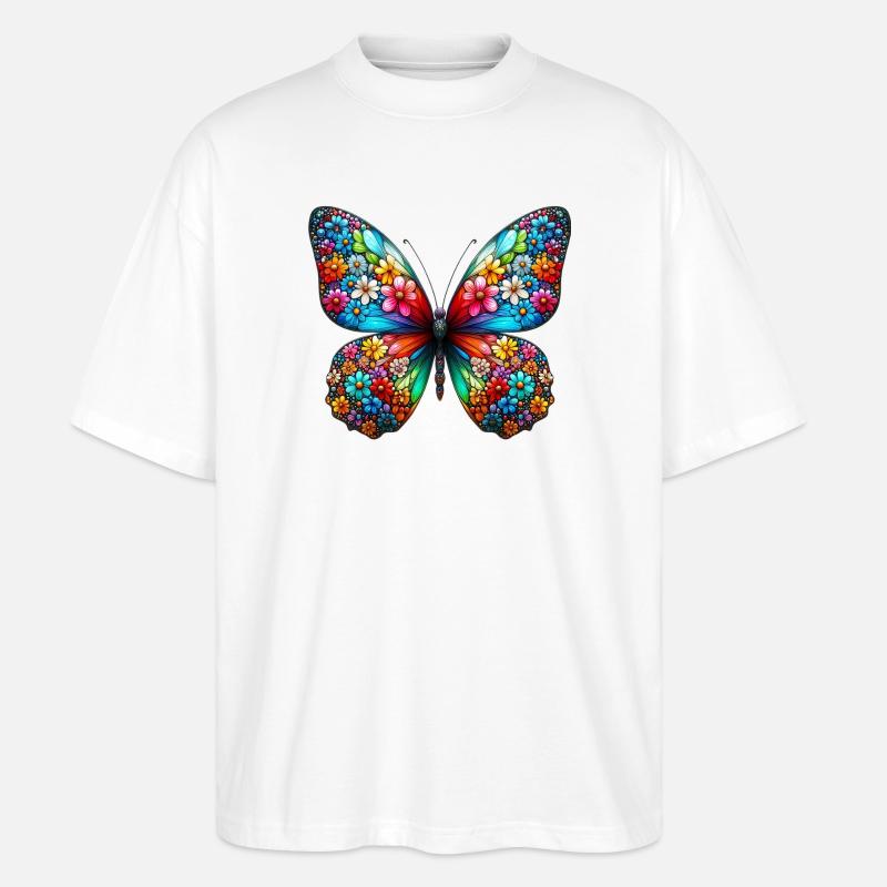 Schmetterling - Stanley/Stella Oversized Unisex Bio T-Shirt Blaster 2.0 - Weiß