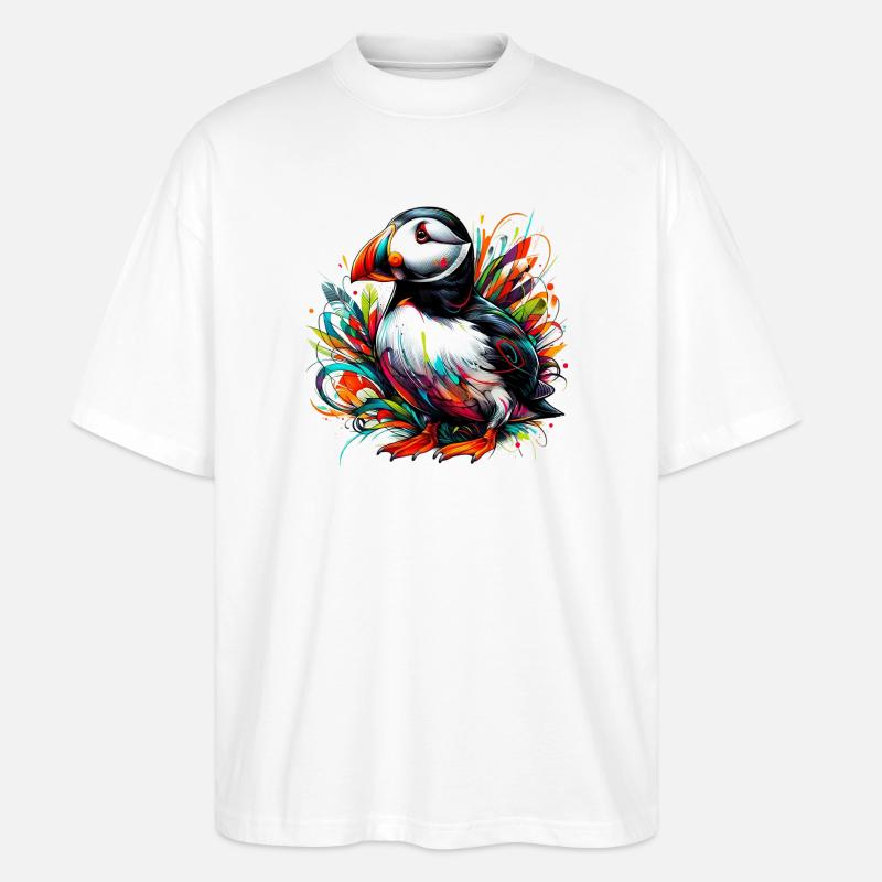 Papageitaucher - Stanley/Stella Oversized Unisex Bio T-Shirt Blaster 2.0 - Weiß