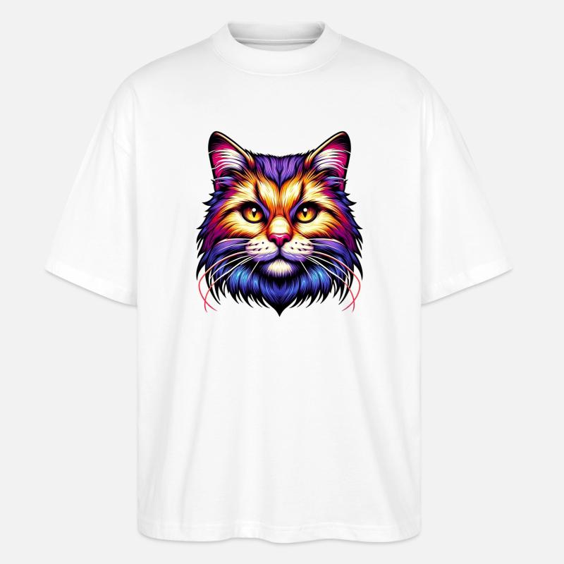 Katze - Stanley/Stella Oversized Unisex Bio T-Shirt Blaster 2.0 - Weiß