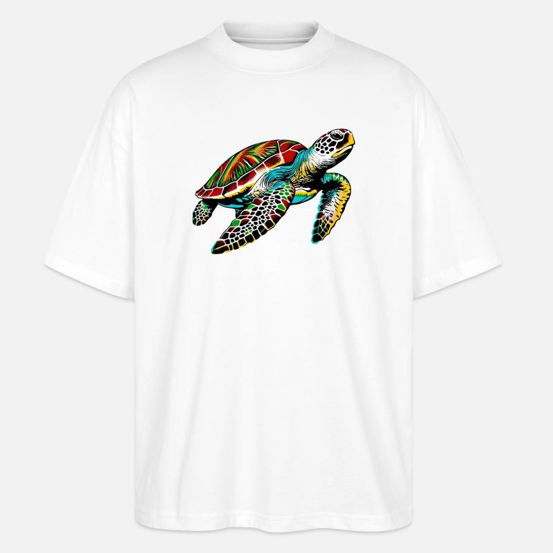 Schildkröte - Stanley/Stella Oversized Unisex Bio T-Shirt Blaster 2.0 - Weiß