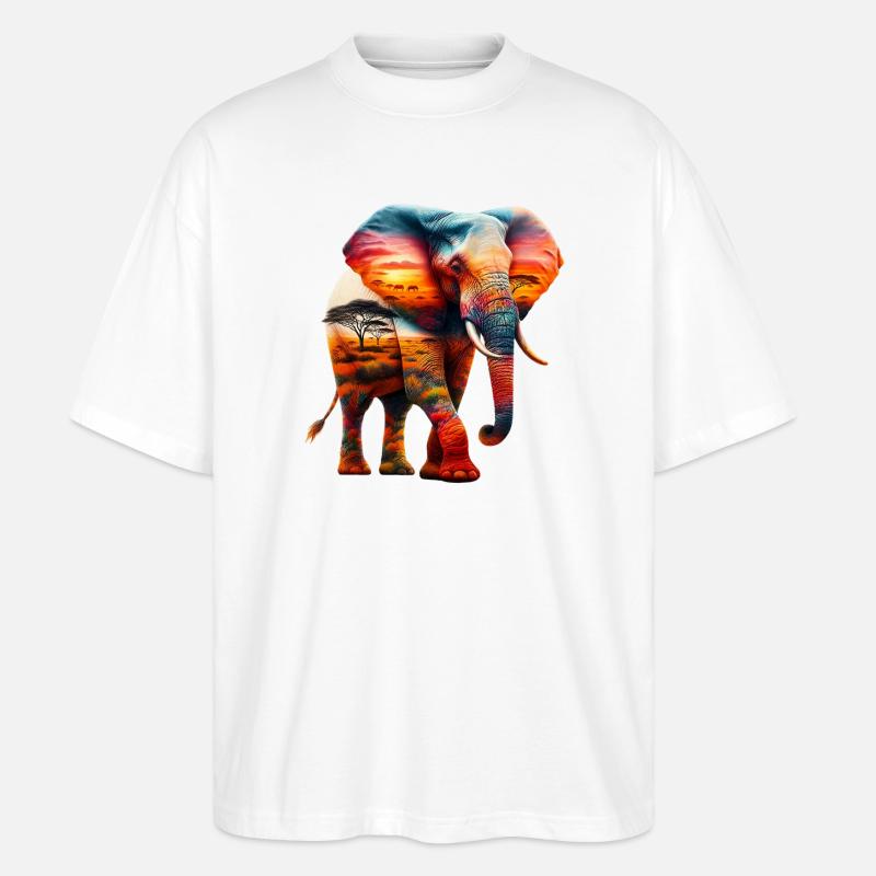 Elefant - Stanley/Stella Oversized Unisex Bio T-Shirt Blaster 2.0 - Weiß
