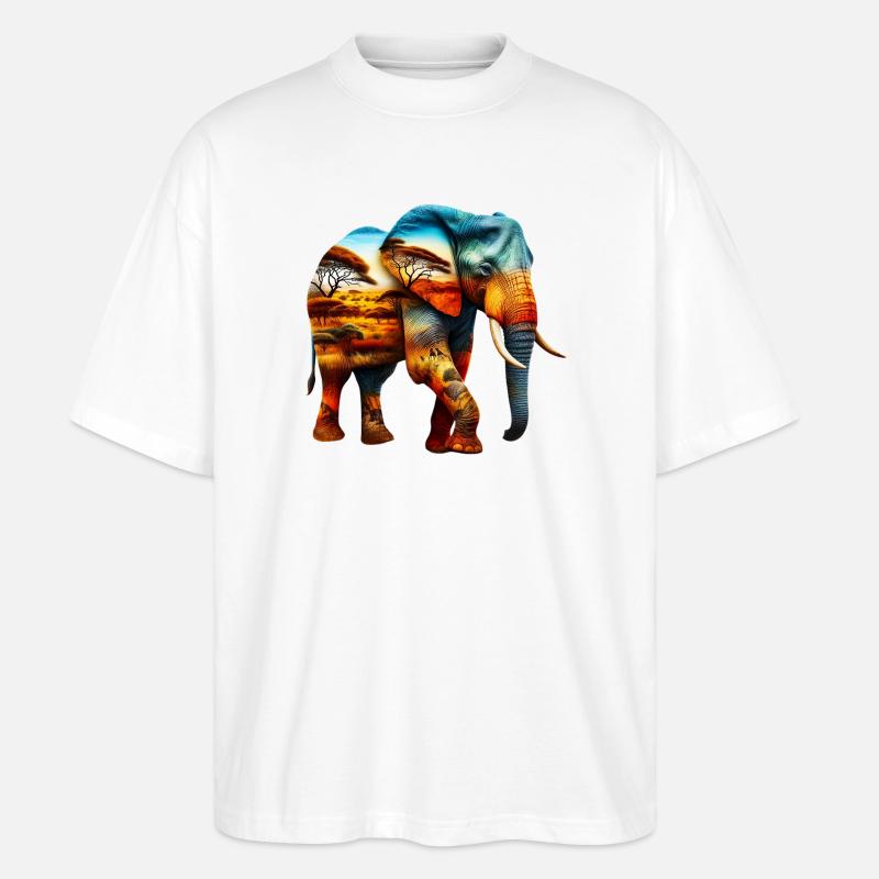 Elefant - Stanley/Stella Oversized Unisex Bio T-Shirt Blaster 2.0 - Weiß