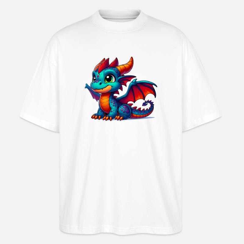 Drache - Stanley/Stella Oversized Unisex Bio T-Shirt Blaster 2.0 - Weiß