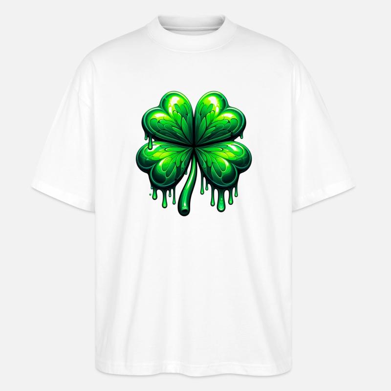 Vierblättriges Kleeblatt - Stanley/Stella Oversized Unisex Bio T-Shirt Blaster 2.0 - Weiß