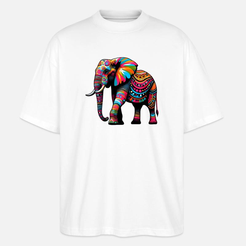 Elefant - Stanley/Stella Oversized Unisex Bio T-Shirt Blaster 2.0 - Weiß