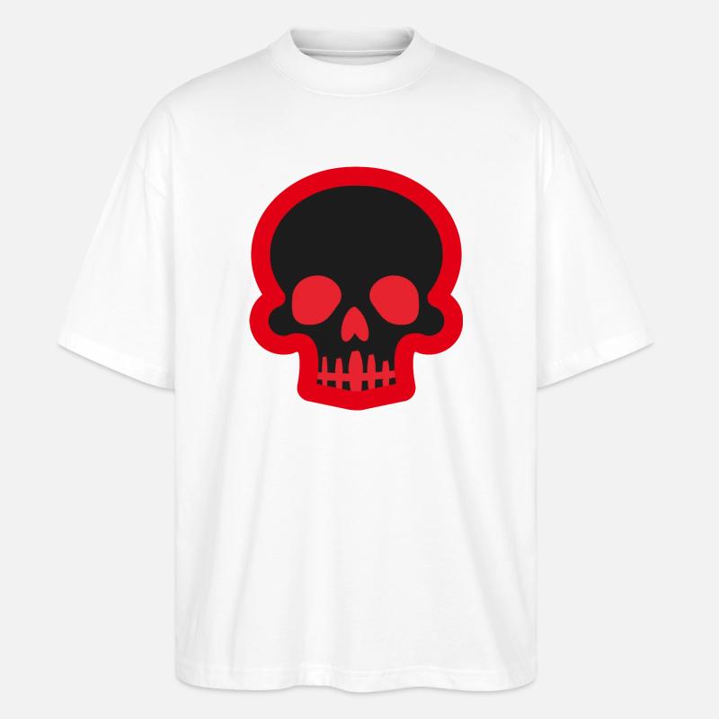 Schwarzer Schädel mit rotem Umriss - Stanley/Stella Oversized Unisex Bio T-Shirt Blaster 2.0 - Weiß
