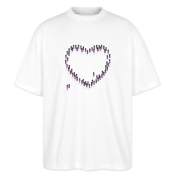 Foule, Coeur, Cohésion, Communauté, Violet - T-shirt bio Blaster 2.0 coupe oversize Stanley/Stella Unisexe - blanc - Devant - Alina (178cm) & Michal (187cm)