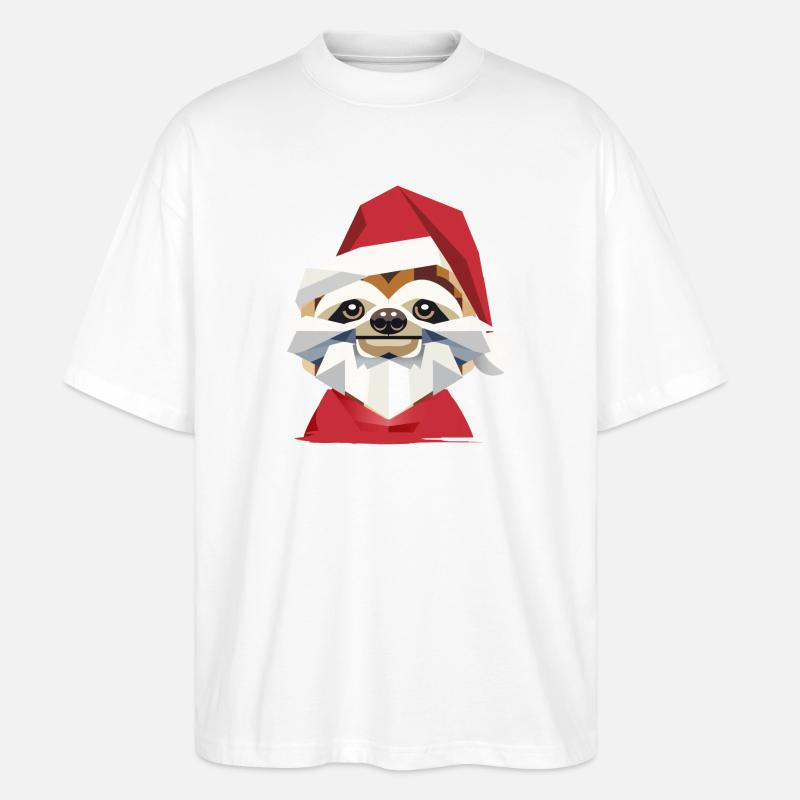 Fröhliches Weihnachtsfaultier im modernen Design - Stanley/Stella Oversized Unisex Bio T-Shirt Blaster 2.0 - Weiß